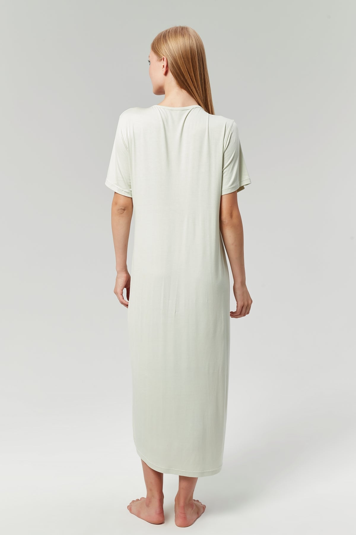 Mint Yeşili Sabahlıklı Dantelli Kruvaze Lohusa Gecelik Takımı - 525