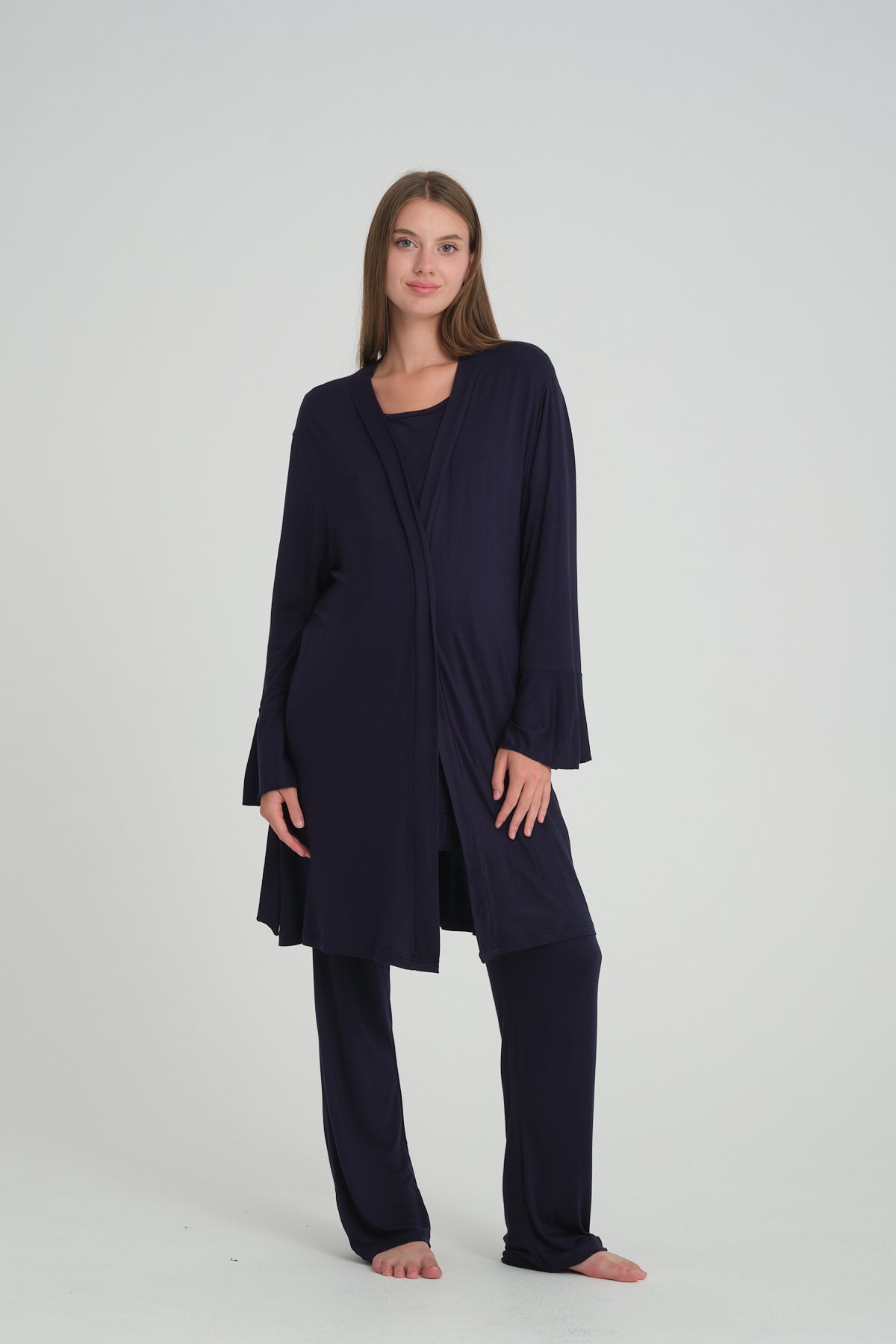 Sabahlıklı V Yaka Emzirme Özellikli Lohusa Pijama Takımı 532